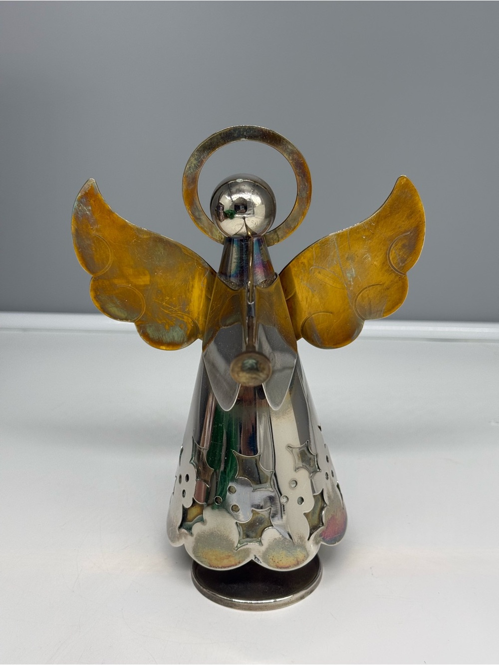 Silver Plated Mixed Metals Musical Angel - “Silent Night” - Works!